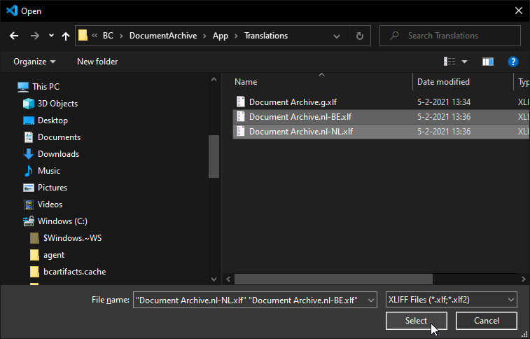 Import Translations from Files (Dialog)